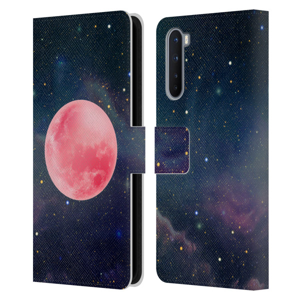 Cosmo18 Space Pink Moon Leather Book Wallet Case Cover For OnePlus Nord 5G