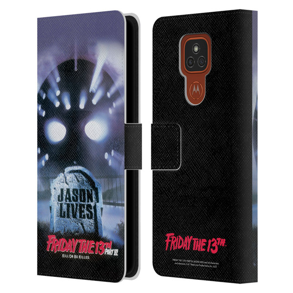 Friday the 13th Part VI Jason Lives Key Art Poster Leather Book Wallet Case Cover For Motorola Moto E7 Plus