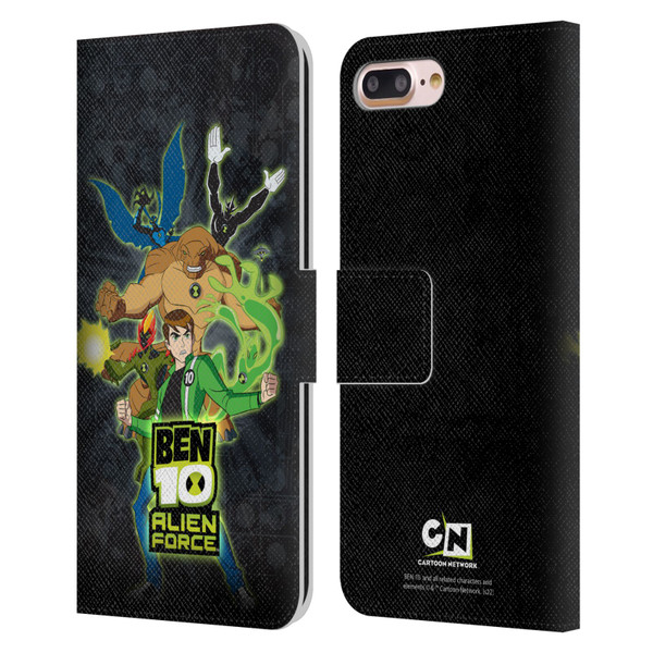 Ben 10: Alien Force Graphics Character Art Leather Book Wallet Case Cover For Apple iPhone 7 Plus / iPhone 8 Plus