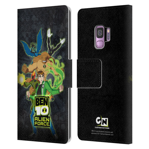 Ben 10: Alien Force Graphics Character Art Leather Book Wallet Case Cover For Samsung Galaxy S9