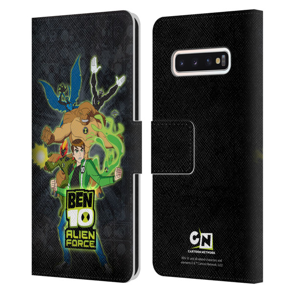 Ben 10: Alien Force Graphics Character Art Leather Book Wallet Case Cover For Samsung Galaxy S10