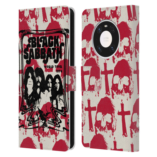 Black Sabbath Key Art Skull Cross World Tour Leather Book Wallet Case Cover For Huawei Mate 40 Pro 5G