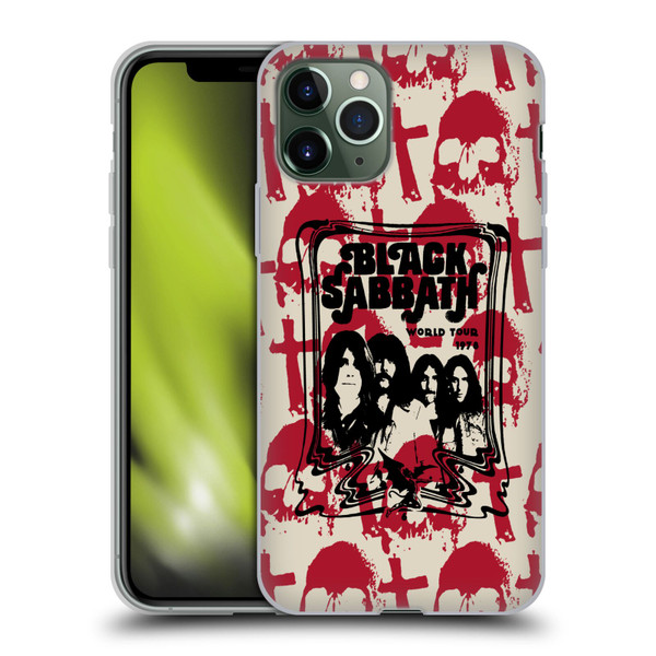 Black Sabbath Key Art Skull Cross World Tour Soft Gel Case for Apple iPhone 11 Pro