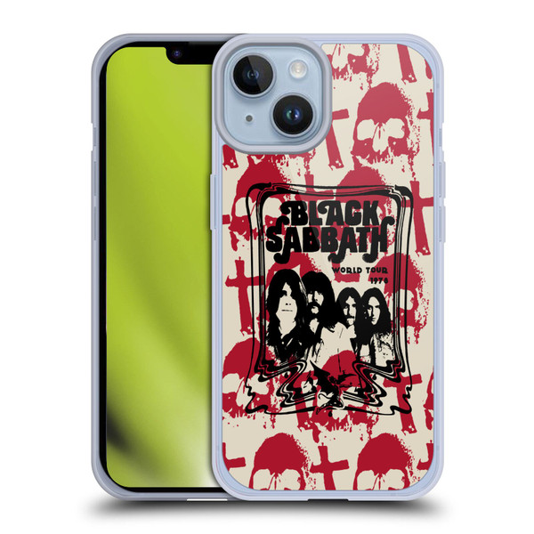 Black Sabbath Key Art Skull Cross World Tour Soft Gel Case for Apple iPhone 14