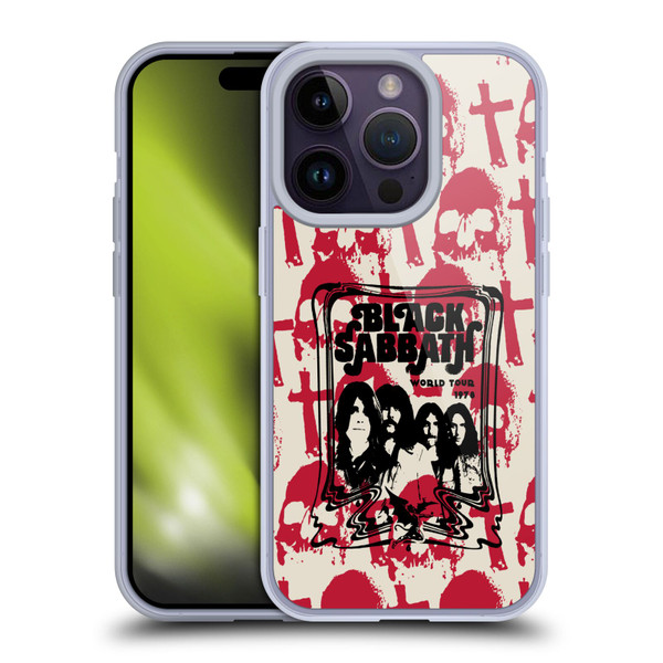 Black Sabbath Key Art Skull Cross World Tour Soft Gel Case for Apple iPhone 14 Pro