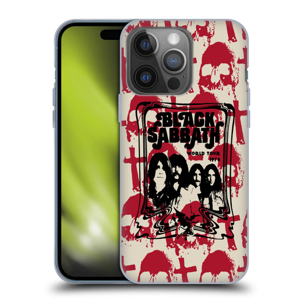 Black Sabbath Key Art Skull Cross World Tour Soft Gel Case for Apple iPhone 14 Pro