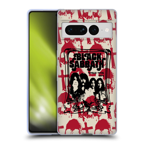 Black Sabbath Key Art Skull Cross World Tour Soft Gel Case for Google Pixel 7 Pro