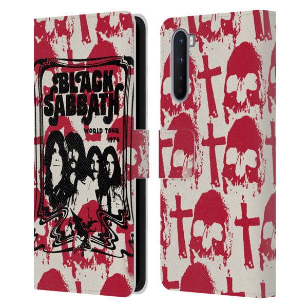Black Sabbath Key Art Skull Cross World Tour Leather Book Wallet Case Cover For OnePlus Nord 5G