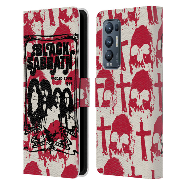 Black Sabbath Key Art Skull Cross World Tour Leather Book Wallet Case Cover For OPPO Find X3 Neo / Reno5 Pro+ 5G
