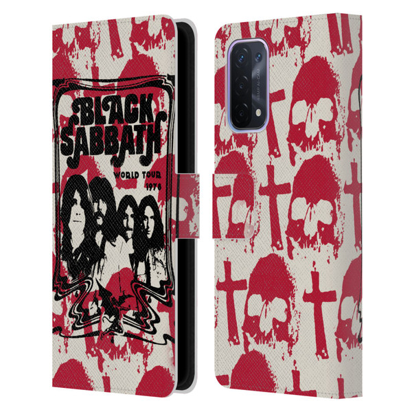 Black Sabbath Key Art Skull Cross World Tour Leather Book Wallet Case Cover For OPPO A54 5G