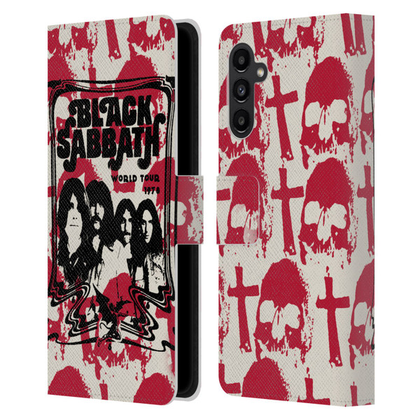 Black Sabbath Key Art Skull Cross World Tour Leather Book Wallet Case Cover For Samsung Galaxy A13 5G (2021)