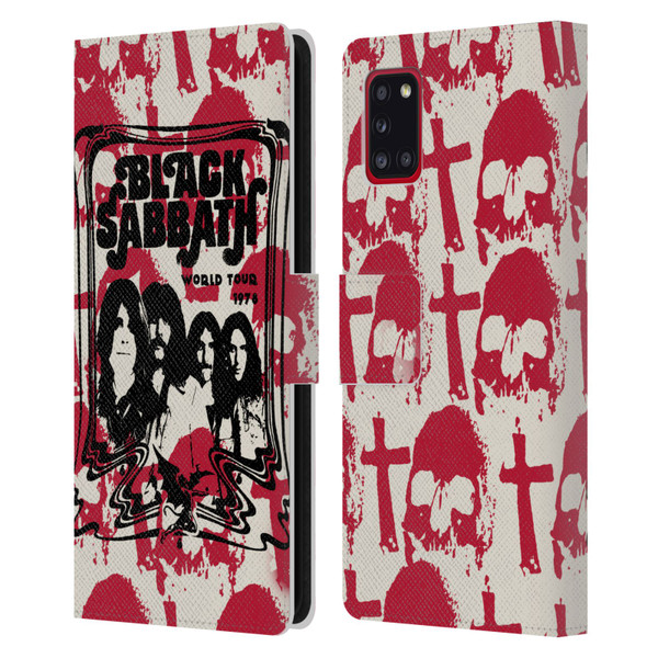 Black Sabbath Key Art Skull Cross World Tour Leather Book Wallet Case Cover For Samsung Galaxy A31 (2020)