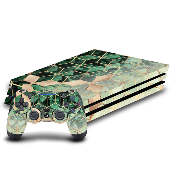 Elisabeth Fredriksson Art Mix Leaves And Cubes Vinyl Sticker Skin Decal Cover for Sony PS4 Pro Bundle