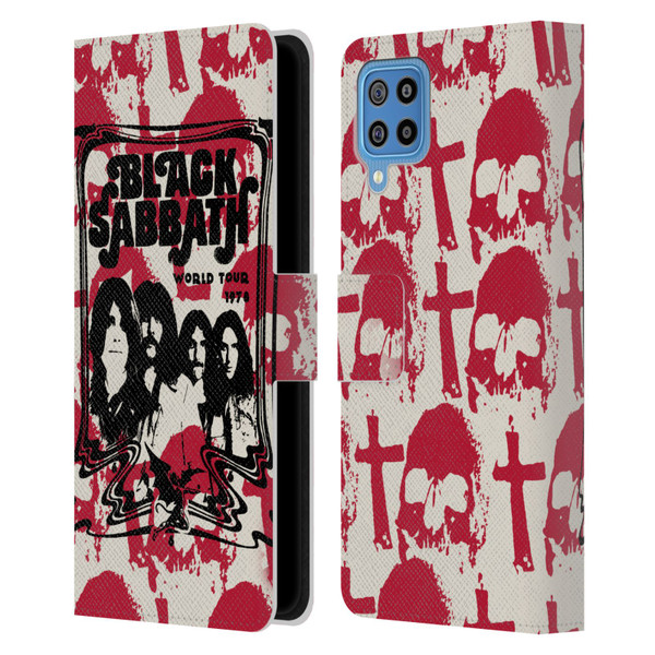 Black Sabbath Key Art Skull Cross World Tour Leather Book Wallet Case Cover For Samsung Galaxy F22 (2021)