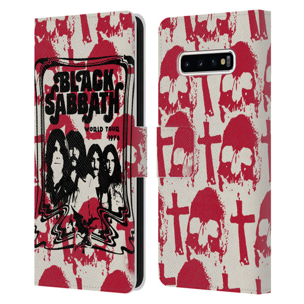 Black Sabbath Key Art Skull Cross World Tour Leather Book Wallet Case Cover For Samsung Galaxy S10+ / S10 Plus