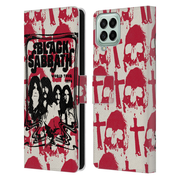 Black Sabbath Key Art Skull Cross World Tour Leather Book Wallet Case Cover For Samsung Galaxy M33 (2022)