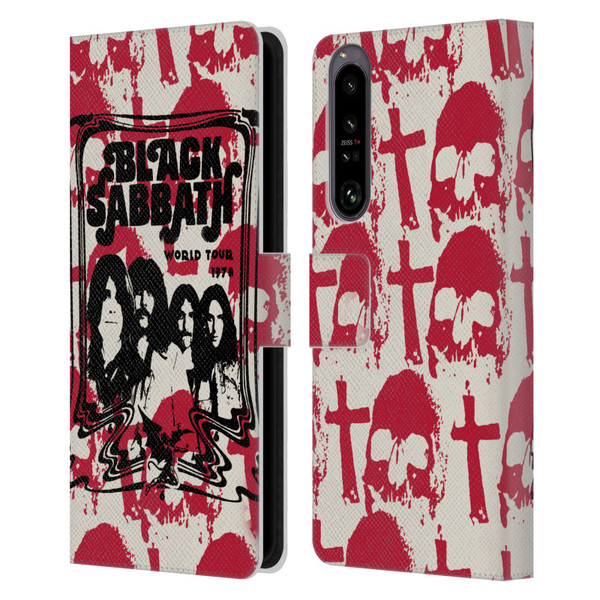 Black Sabbath Key Art Skull Cross World Tour Leather Book Wallet Case Cover For Sony Xperia 1 IV