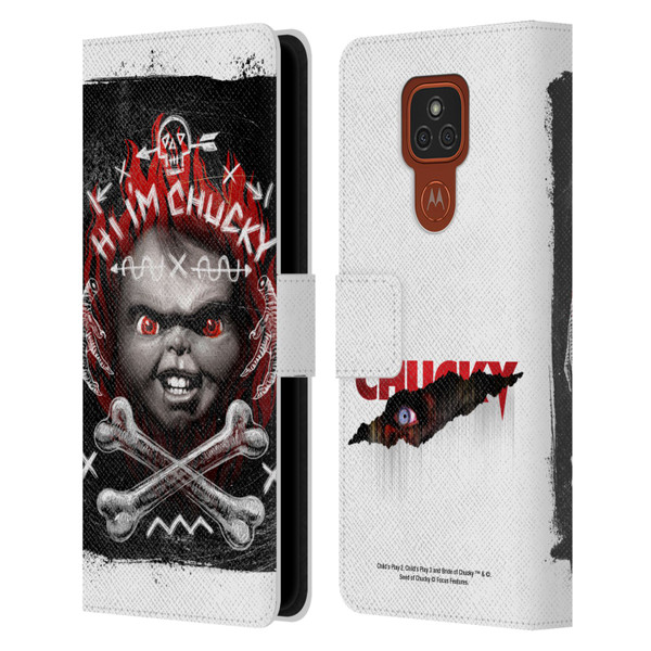 Child's Play Key Art Hi I'm Chucky Grunge Leather Book Wallet Case Cover For Motorola Moto E7 Plus