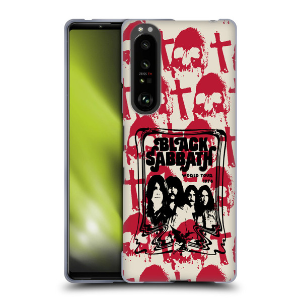Black Sabbath Key Art Skull Cross World Tour Soft Gel Case for Sony Xperia 1 III