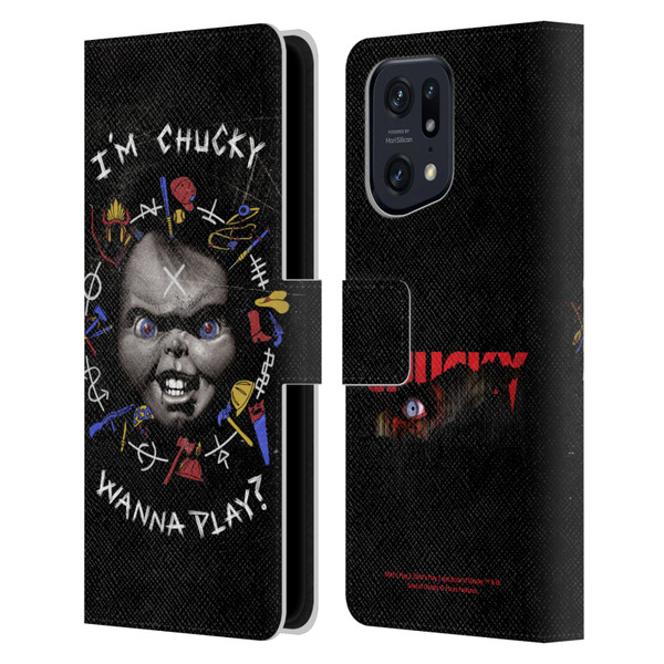 Child's Play Key Art Wanna Play Grunge Leather Book Wallet Case Cover For OPPO Find X5 Pro