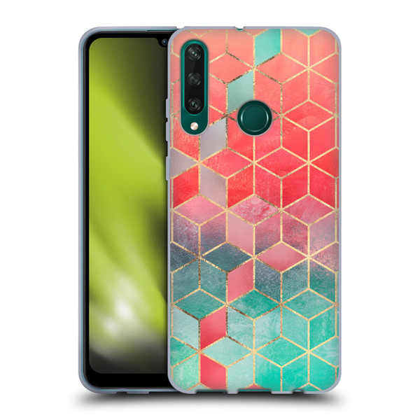 Elisabeth Fredriksson Cubes Collection Rose And Turquoise Soft Gel Case for Huawei Y6p
