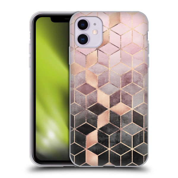 Elisabeth Fredriksson Cubes Collection Pink And Grey Gradient Soft Gel Case for Apple iPhone 11