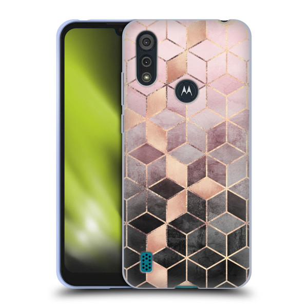 Elisabeth Fredriksson Cubes Collection Pink And Grey Gradient Soft Gel Case for Motorola Moto E6s (2020)
