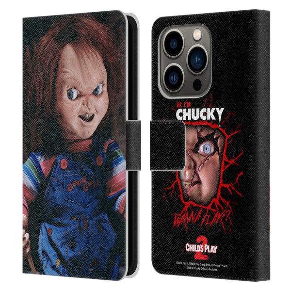 Child's Play II Key Art Doll Leather Book Wallet Case Cover For Apple iPhone 14 Pro