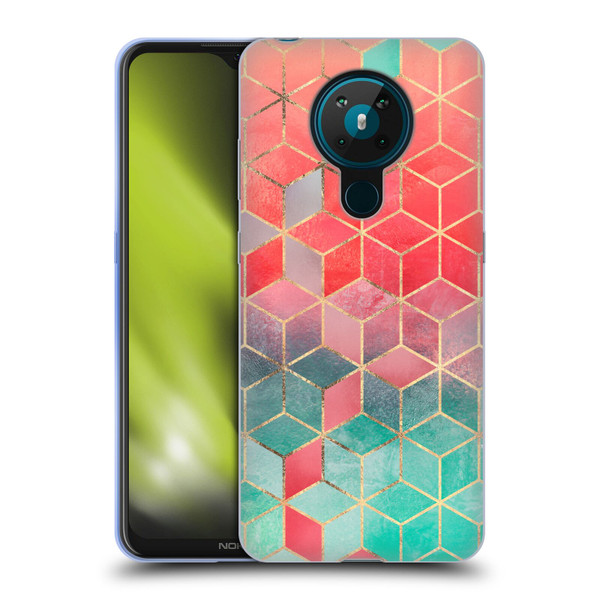 Elisabeth Fredriksson Cubes Collection Rose And Turquoise Soft Gel Case for Nokia 5.3