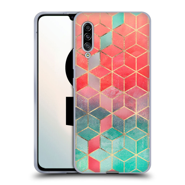 Elisabeth Fredriksson Cubes Collection Rose And Turquoise Soft Gel Case for Samsung Galaxy A90 5G (2019)