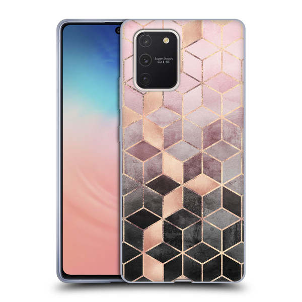 Elisabeth Fredriksson Cubes Collection Pink And Grey Gradient Soft Gel Case for Samsung Galaxy S10 Lite