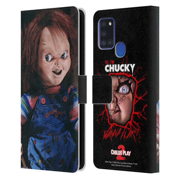 Child's Play II Key Art Doll Leather Book Wallet Case Cover For Samsung Galaxy A21s (2020)