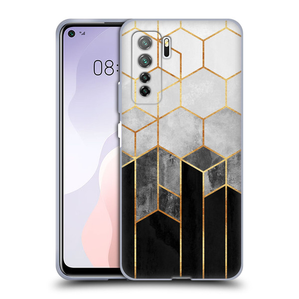 Elisabeth Fredriksson Sparkles Charcoal Hexagons Soft Gel Case for Huawei Nova 7 SE/P40 Lite 5G