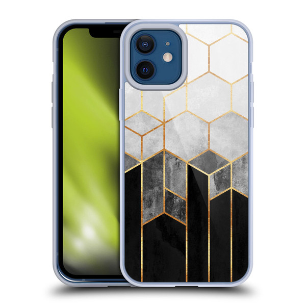 Elisabeth Fredriksson Sparkles Charcoal Hexagons Soft Gel Case for Apple iPhone 12 / iPhone 12 Pro