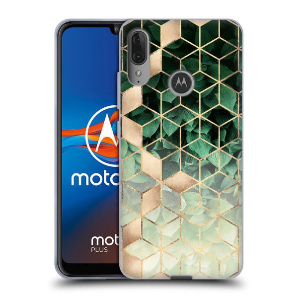 Elisabeth Fredriksson Sparkles Leaves And Cubes Soft Gel Case for Motorola Moto E6 Plus