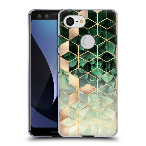 Elisabeth Fredriksson Sparkles Leaves And Cubes Soft Gel Case for Google Pixel 3