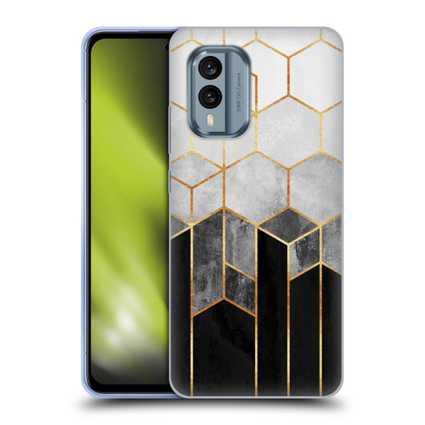 Elisabeth Fredriksson Sparkles Charcoal Hexagons Soft Gel Case for Nokia X30