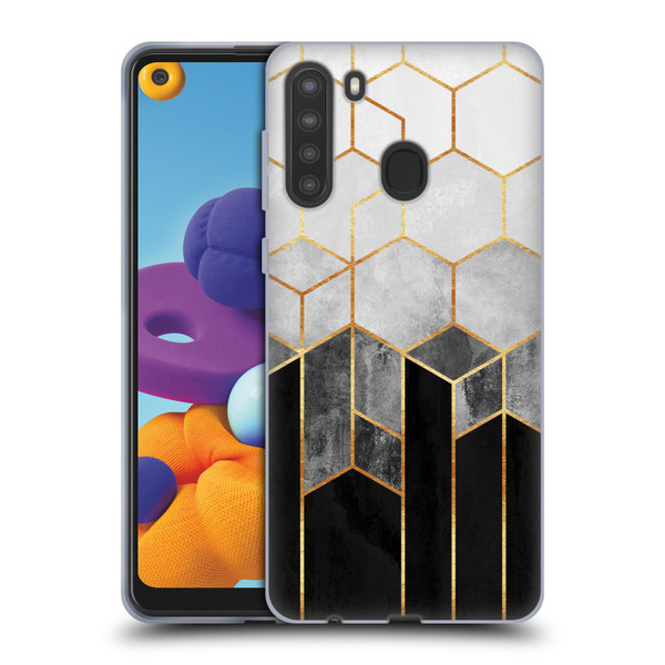 Elisabeth Fredriksson Sparkles Charcoal Hexagons Soft Gel Case for Samsung Galaxy A21 (2020)