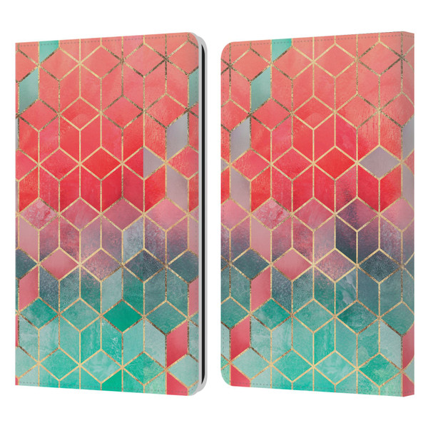 Elisabeth Fredriksson Cubes Collection Rose And Turquoise Leather Book Wallet Case Cover For Amazon Kindle Paperwhite 1 / 2 / 3