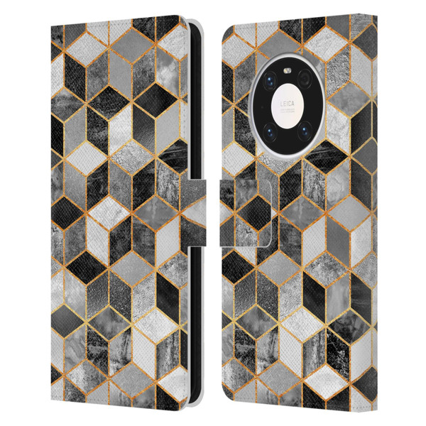 Elisabeth Fredriksson Cubes Collection Black And White Leather Book Wallet Case Cover For Huawei Mate 40 Pro 5G