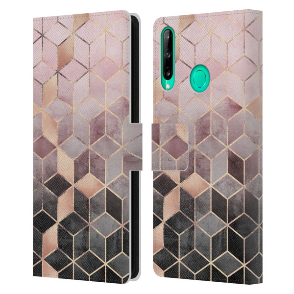 Elisabeth Fredriksson Cubes Collection Pink And Grey Gradient Leather Book Wallet Case Cover For Huawei P40 lite E