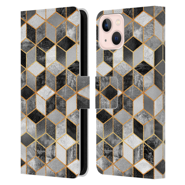 Elisabeth Fredriksson Cubes Collection Black And White Leather Book Wallet Case Cover For Apple iPhone 13