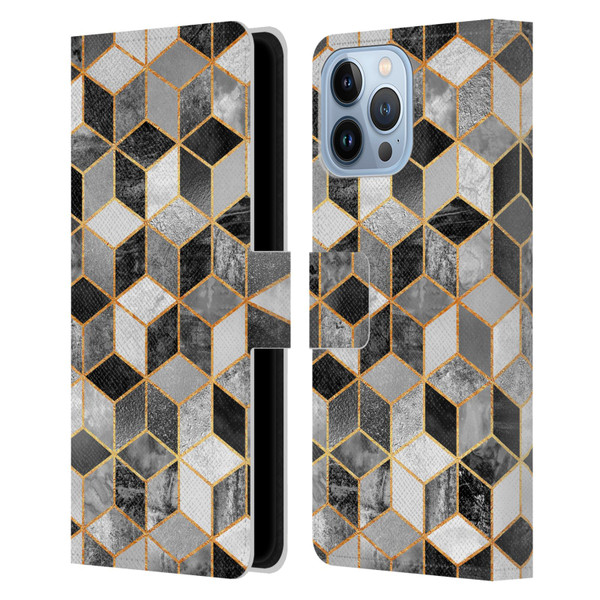 Elisabeth Fredriksson Cubes Collection Black And White Leather Book Wallet Case Cover For Apple iPhone 13 Pro Max