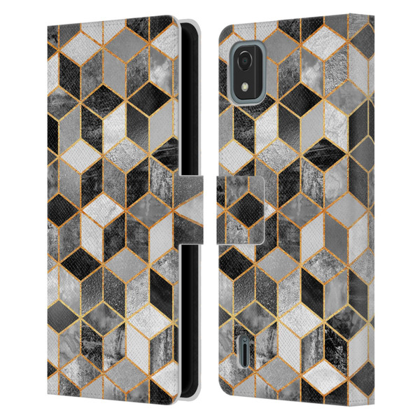 Elisabeth Fredriksson Cubes Collection Black And White Leather Book Wallet Case Cover For Nokia C2 2nd Edition
