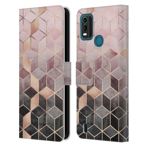 Elisabeth Fredriksson Cubes Collection Pink And Grey Gradient Leather Book Wallet Case Cover For Nokia G11 Plus