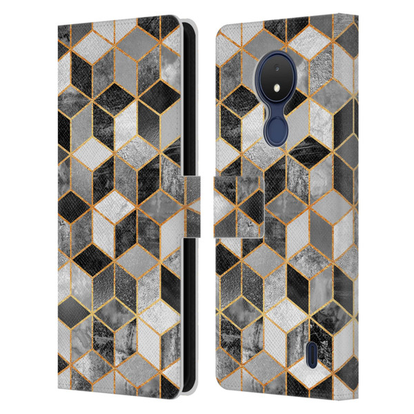 Elisabeth Fredriksson Cubes Collection Black And White Leather Book Wallet Case Cover For Nokia C21