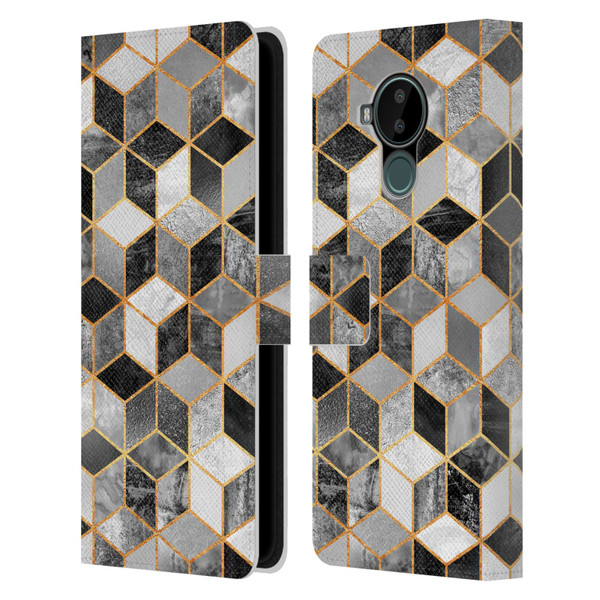 Elisabeth Fredriksson Cubes Collection Black And White Leather Book Wallet Case Cover For Nokia C30