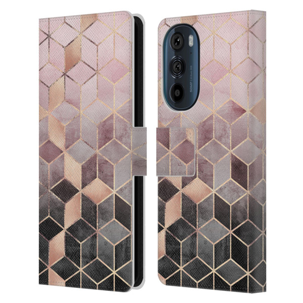 Elisabeth Fredriksson Cubes Collection Pink And Grey Gradient Leather Book Wallet Case Cover For Motorola Edge 30