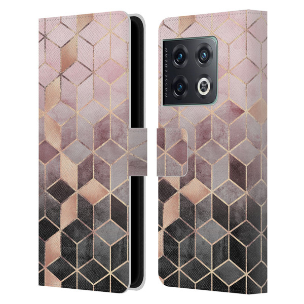 Elisabeth Fredriksson Cubes Collection Pink And Grey Gradient Leather Book Wallet Case Cover For OnePlus 10 Pro