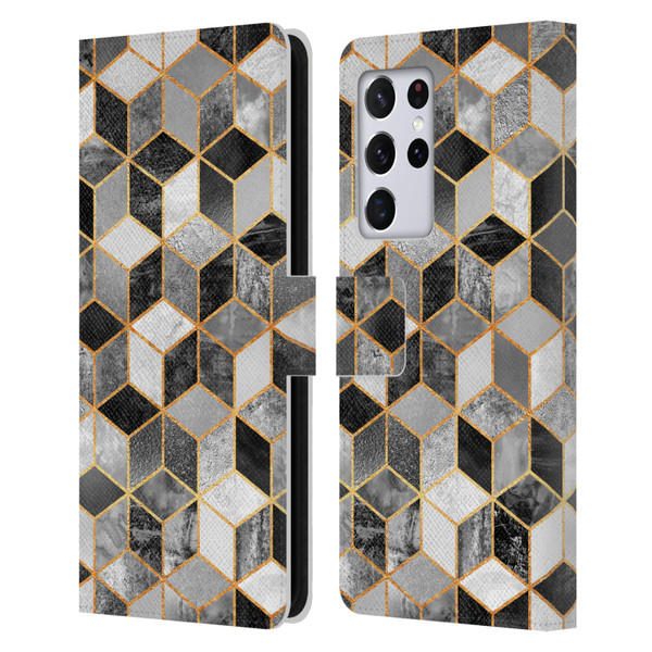 Elisabeth Fredriksson Cubes Collection Black And White Leather Book Wallet Case Cover For Samsung Galaxy S21 Ultra 5G